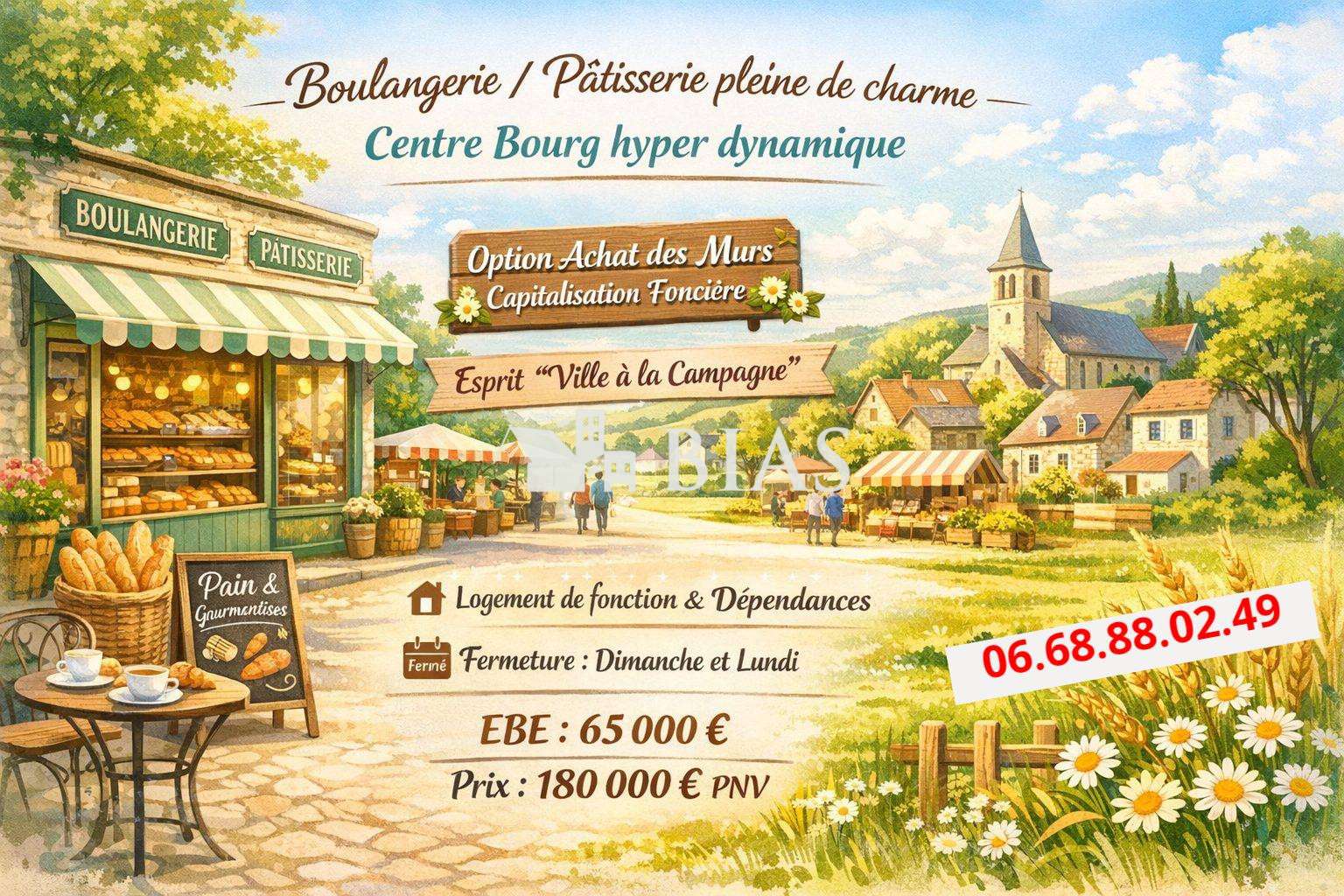 Vente boulangerie pâtisserie pleine de charme 76