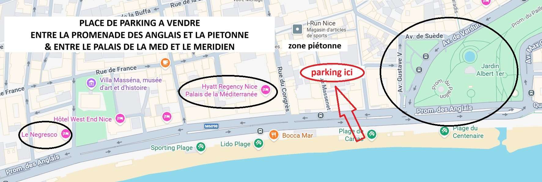 AV parking 25m² 6e sous-sol empl stratégique Nice