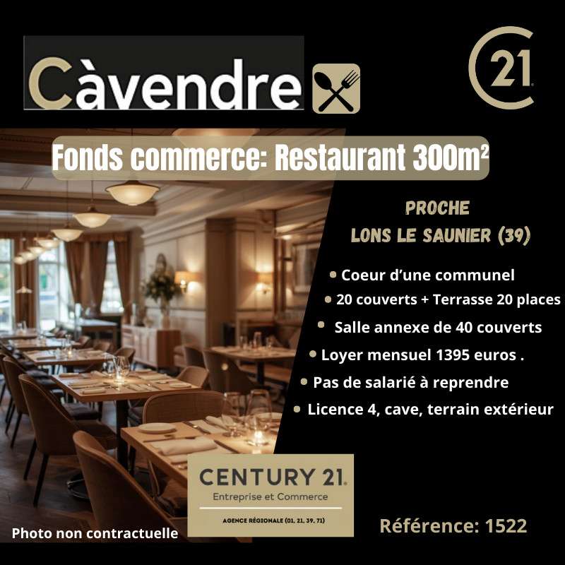Vente restaurant centre ville prox Lons le Saunier