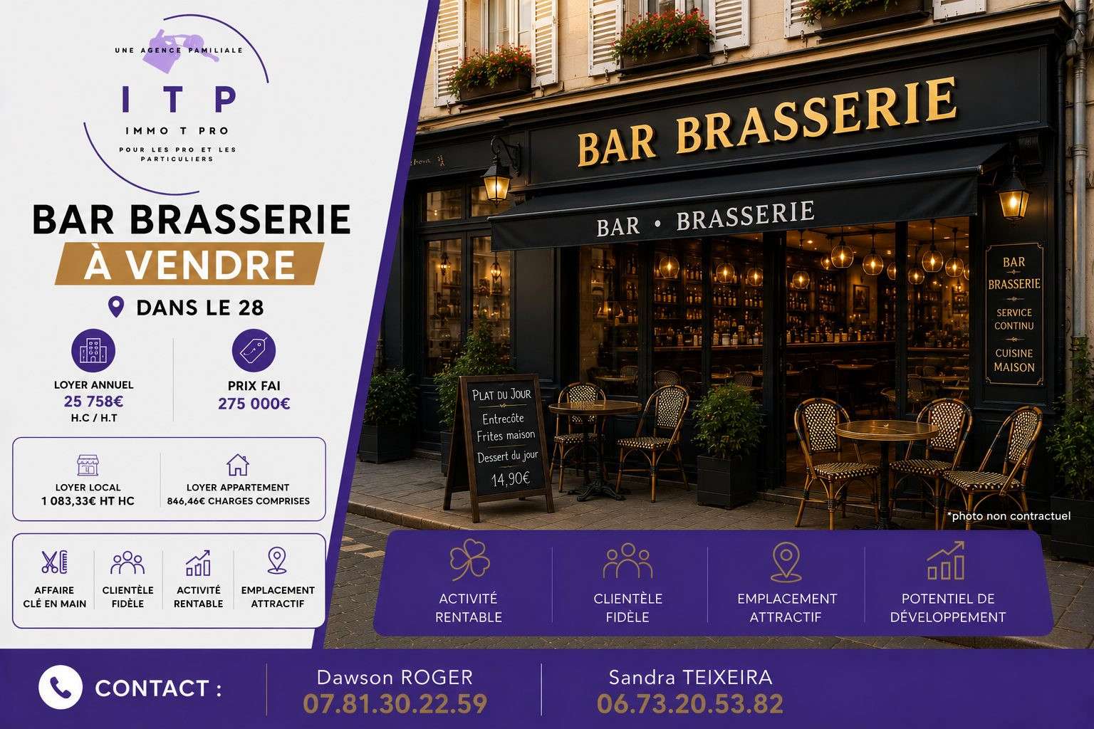 A vendre magnifique bar brasserie Nogent-le-Rotrou