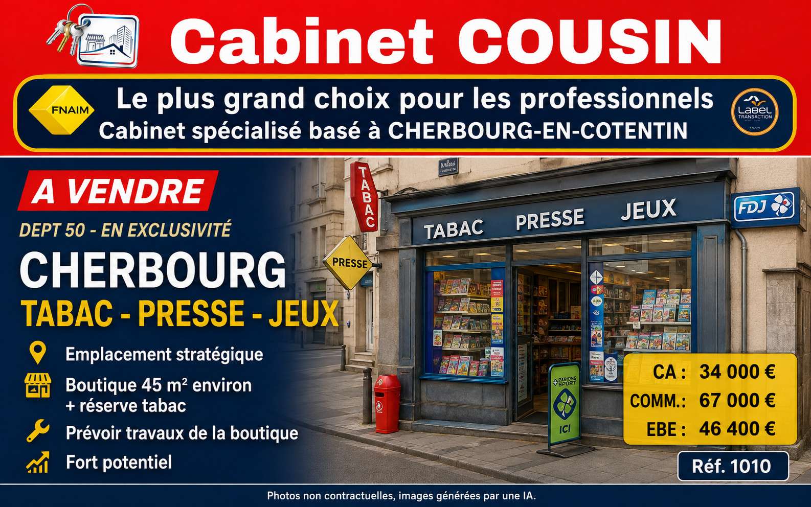 Vente tabac presse jeux loto à Cherbourg