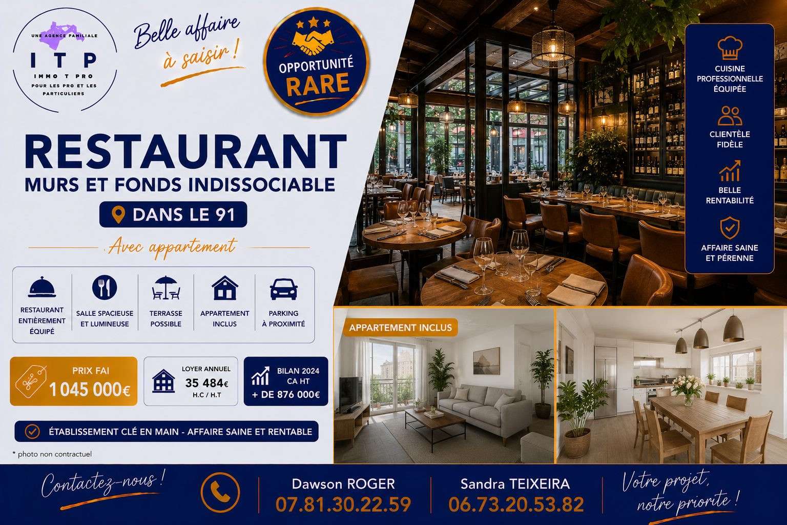AV magnifique restaurant murs & fonds en Essonne