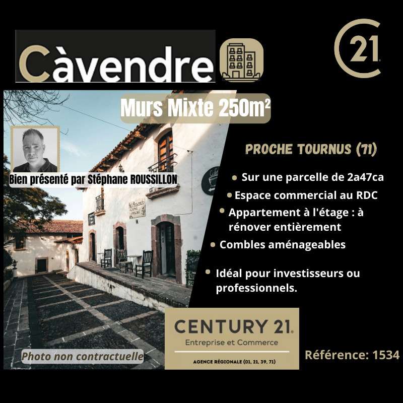 Vente bâtiment mixte de 250m² proche de Tournus