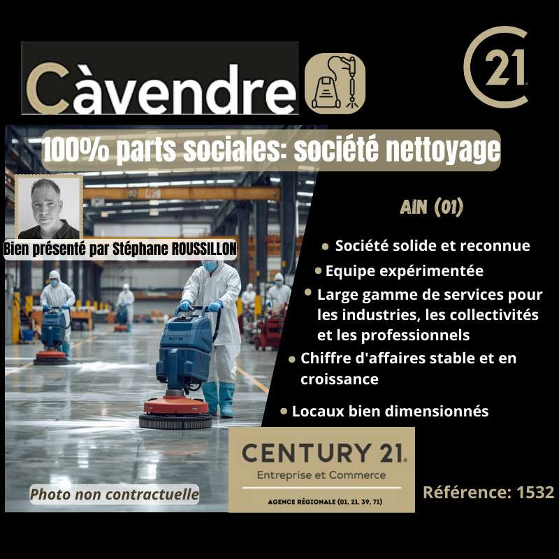 Vente entreprise nettoyage industriel dans l'Ain