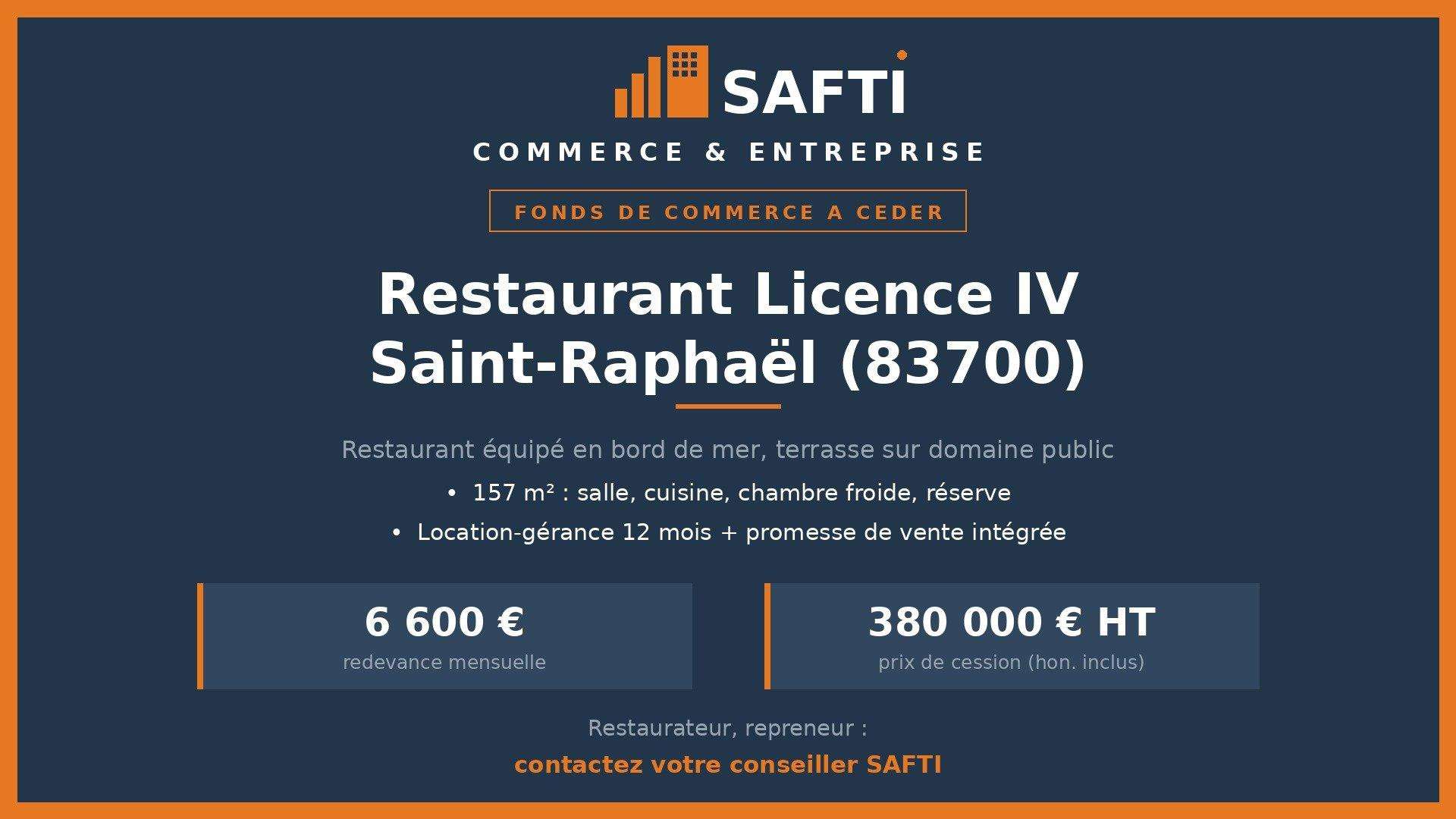 A vendre restaurant Lic IV 157m² à Saint-Raphaël