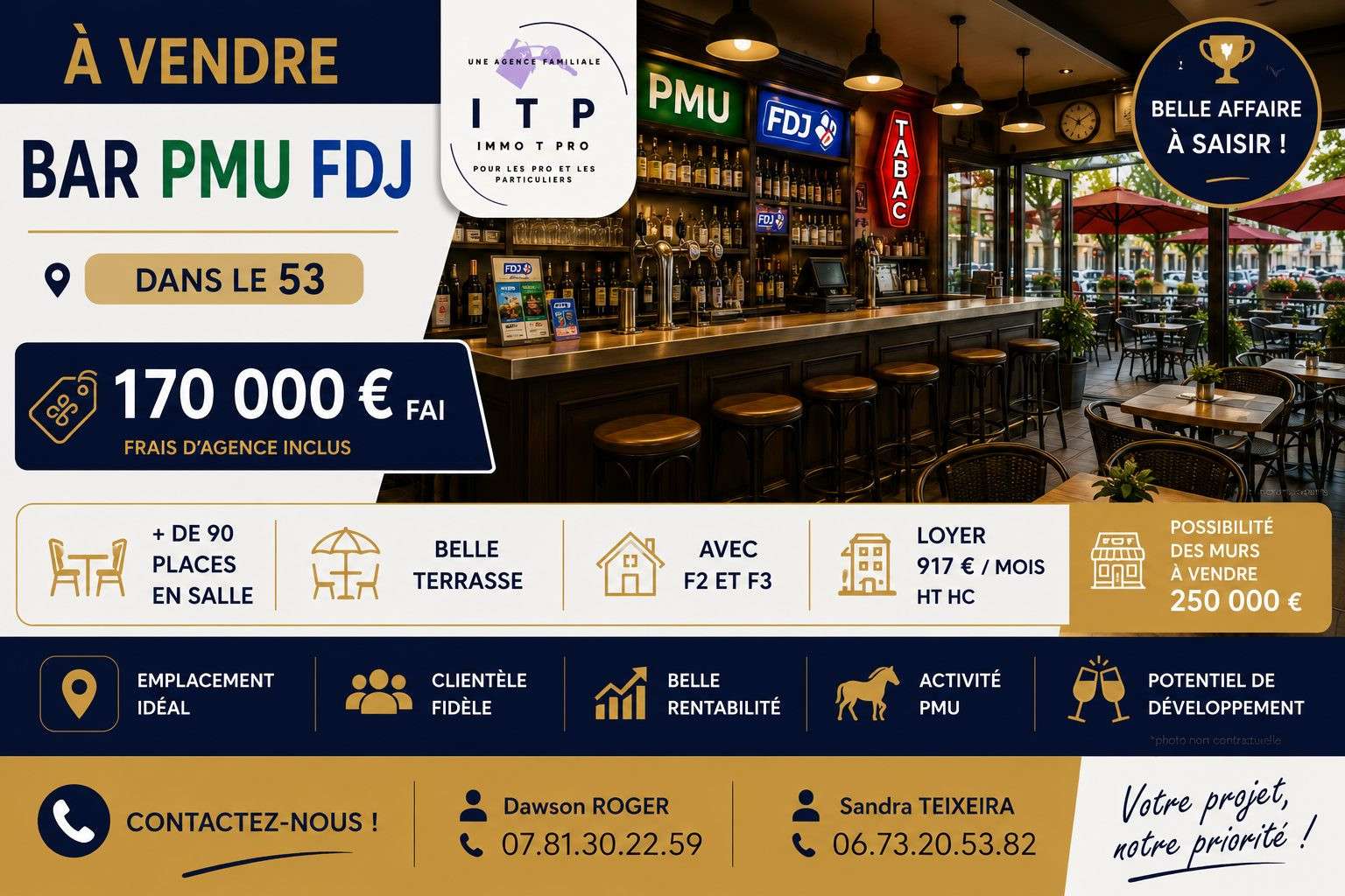 AV beau bar PMU FDJ dans la région de Mayenne (53)