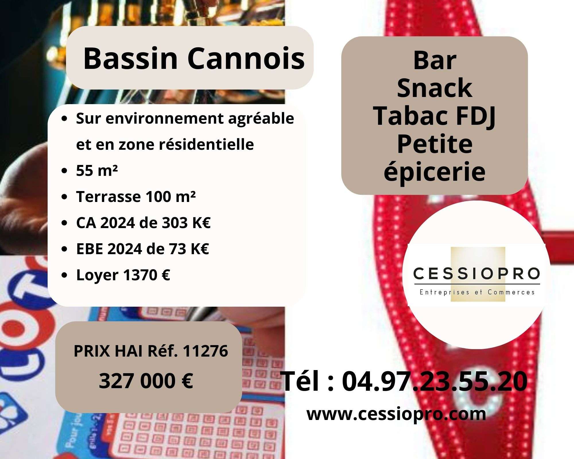 Bar (lic 3) snack tabac FDJ presse Bassin Cannois