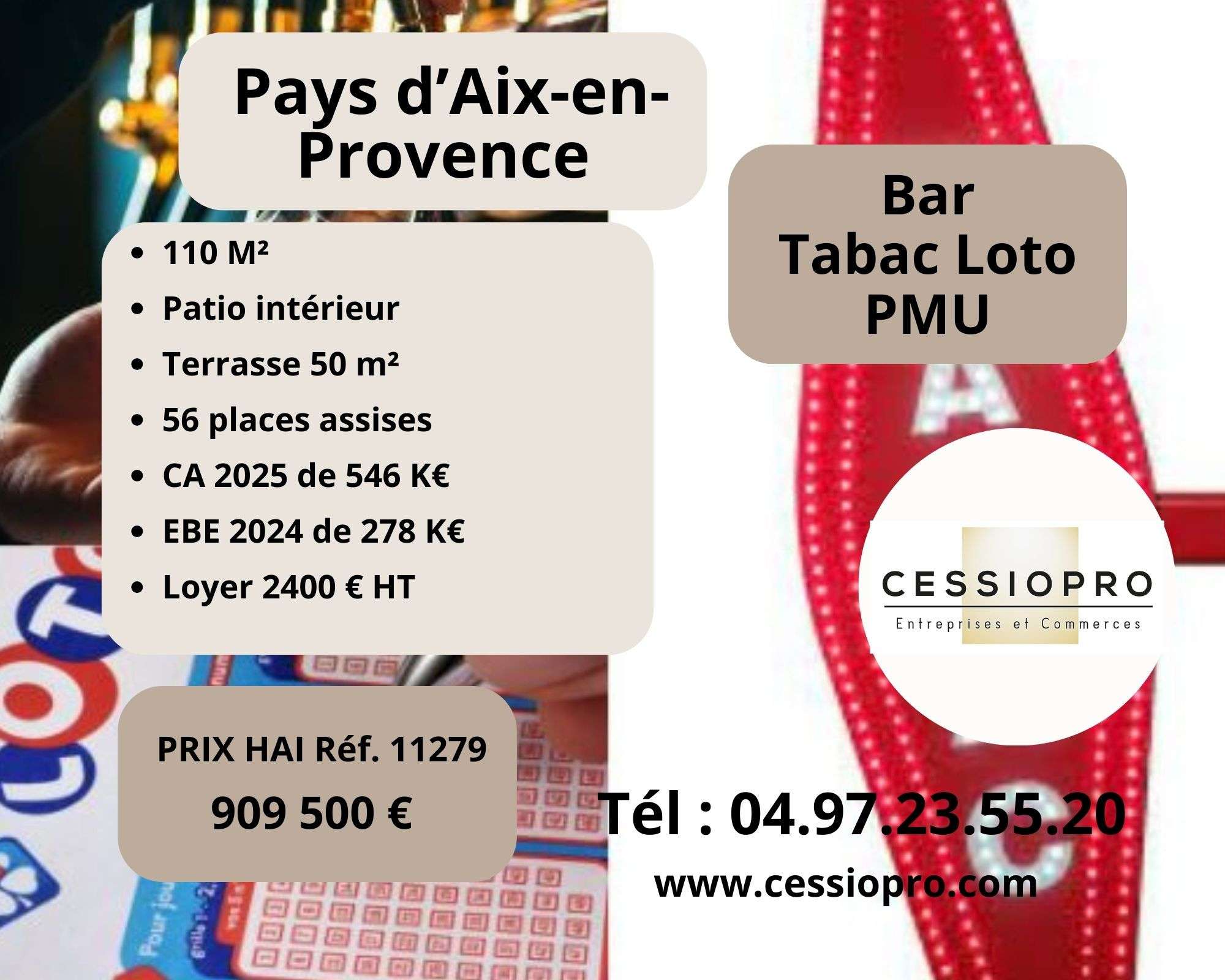 A vendre bar tabac loto PMU terrasse à Aix en Pce