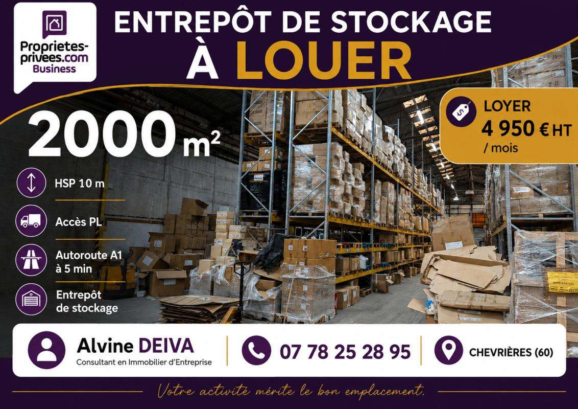 Entrepôt 2000m² à louer à Chevrières à 5min A1