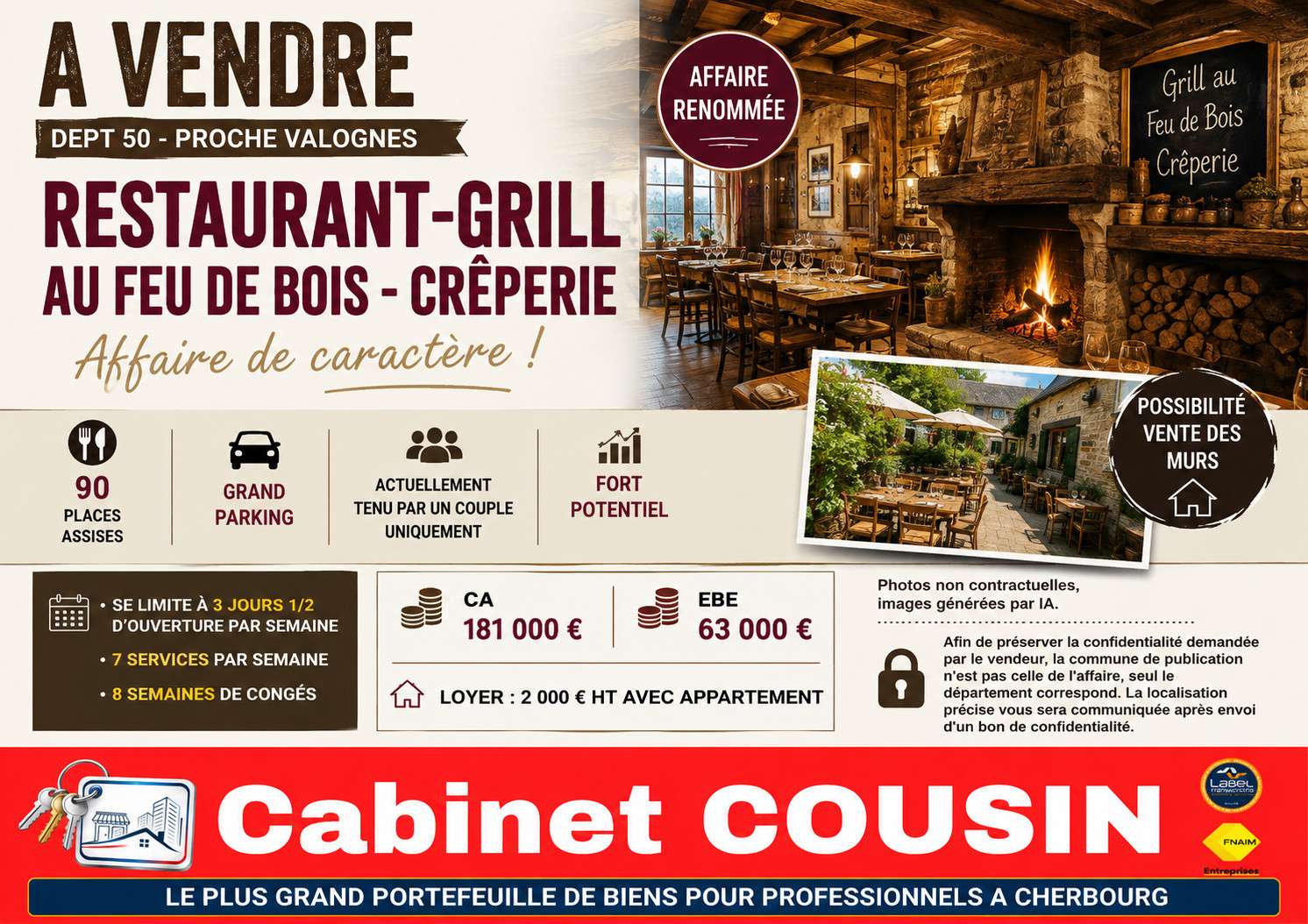 Vente restaurant grill crêperie proche de Valognes