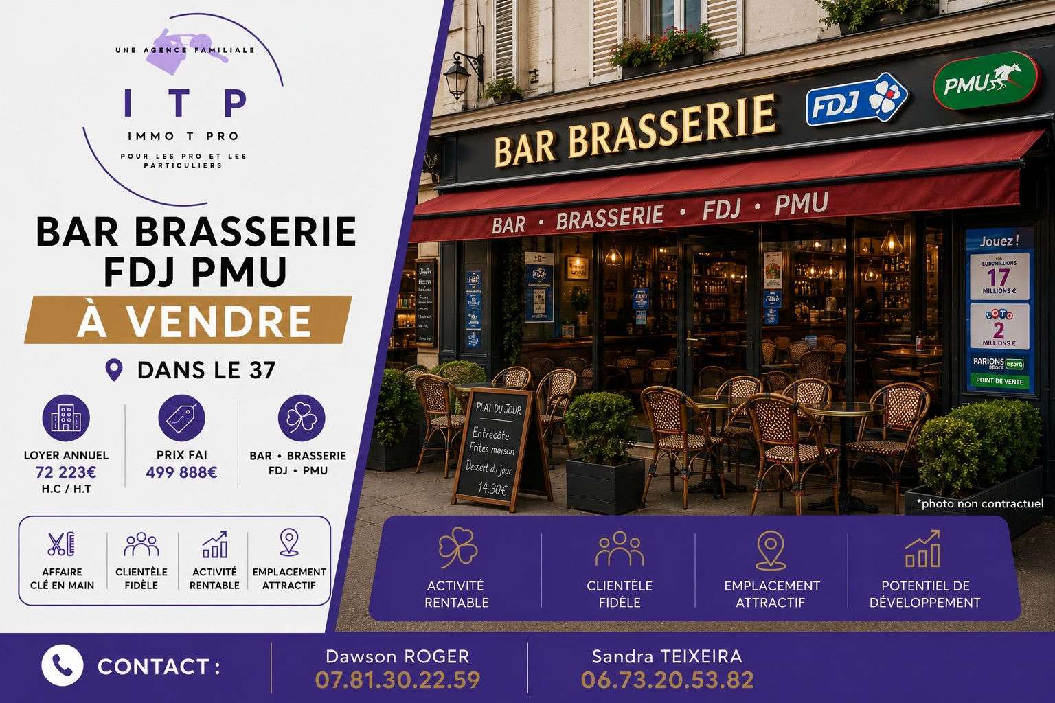 Beau bar brasserie FDJ PMU en périphérie de Tours