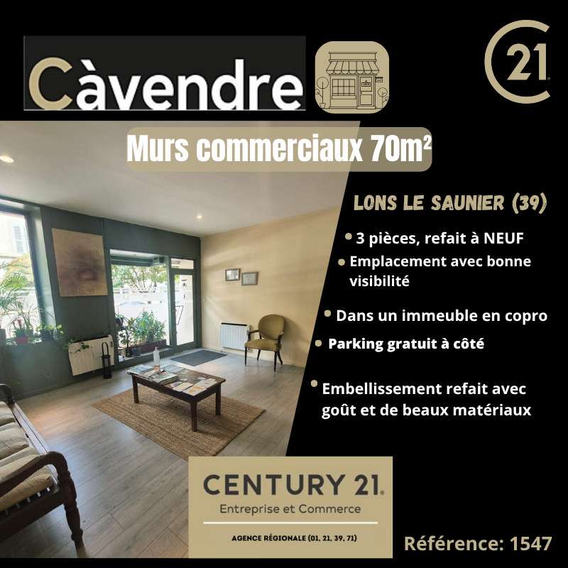 Murs commerciaux 70m² à vendre sur Lons le Saunier