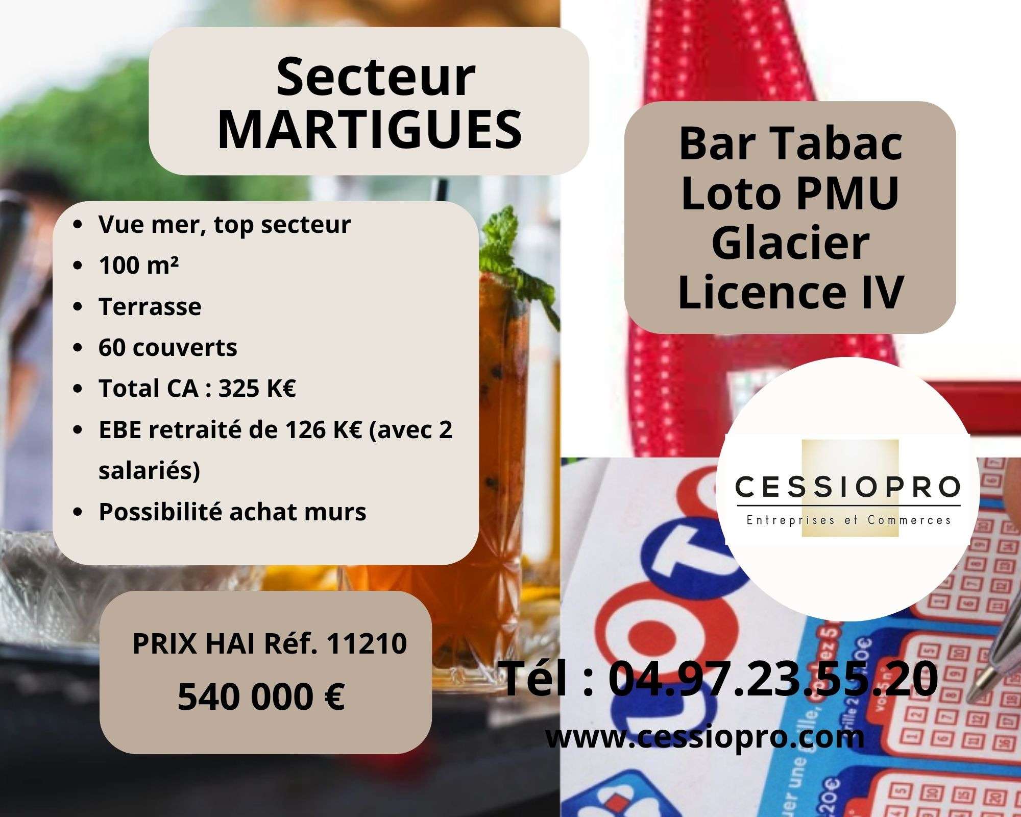 AV très beau bar tabac loto PMU belle terrasse 13