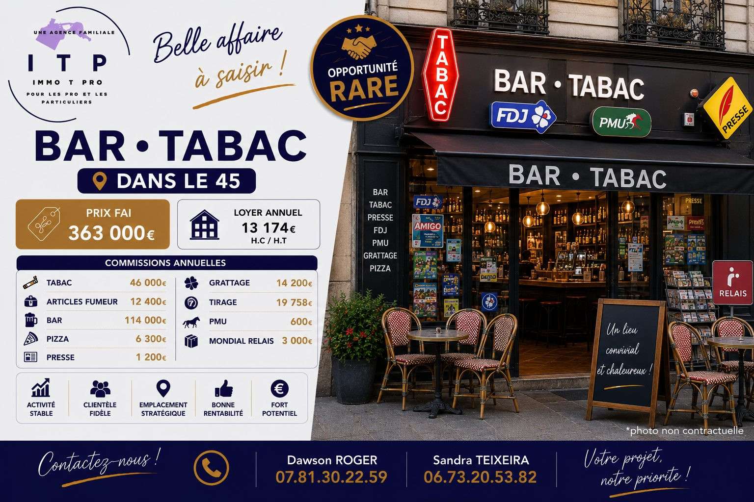 Vente beau bar tabac FDJ PMU dans le Loiret (45)