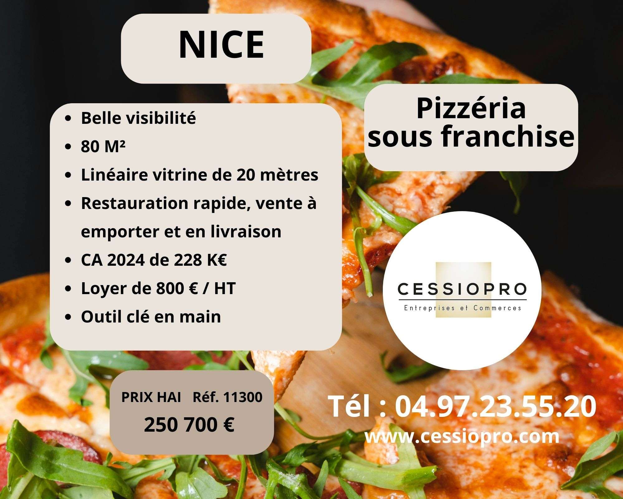 A vendre pizzeria sous franchise à Nice