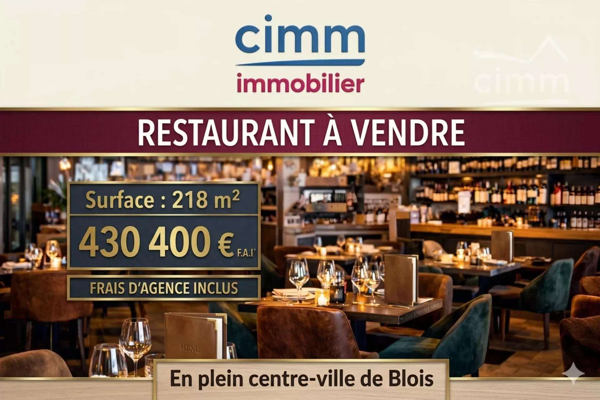 AV FDC restaurant empl stratégique à Blois centre
