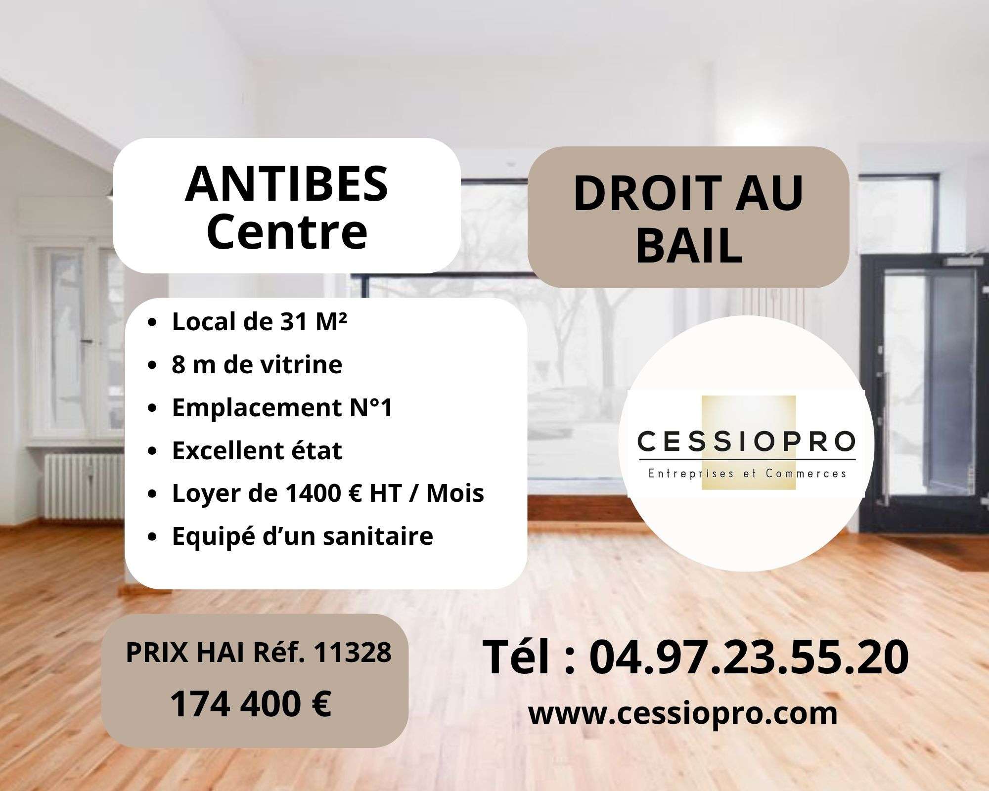 D.A.B , local 31m², 8 m de vitrine Antibes Centre 