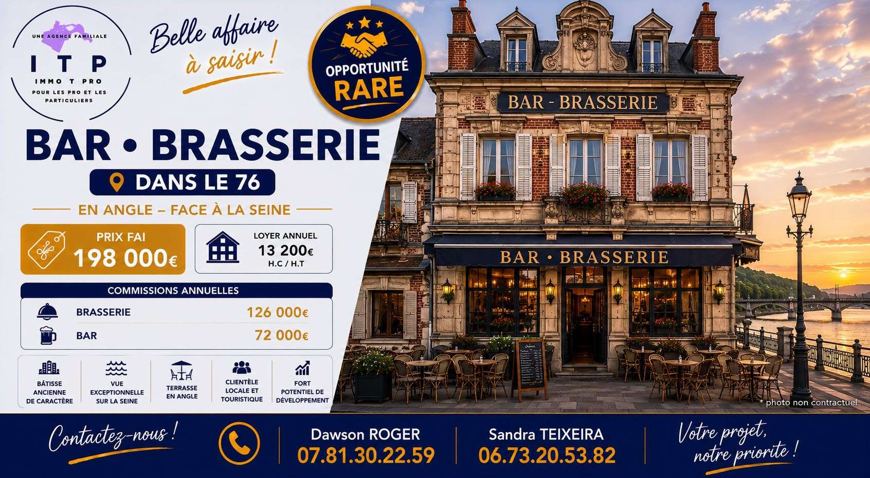 AV beau restaurant dans ville proche de la Seine 