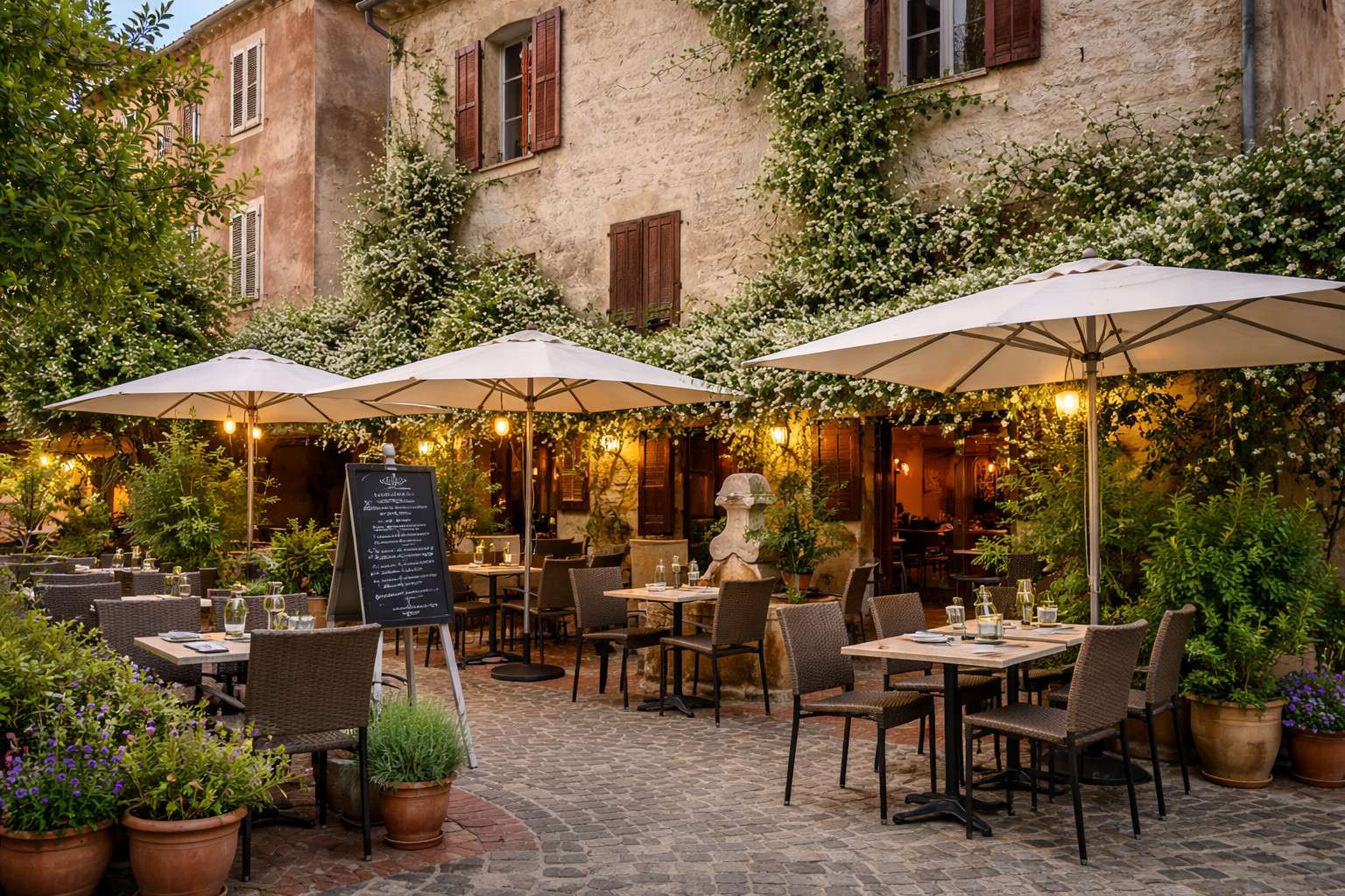 Fonds avec murs restaurant village provençal 83