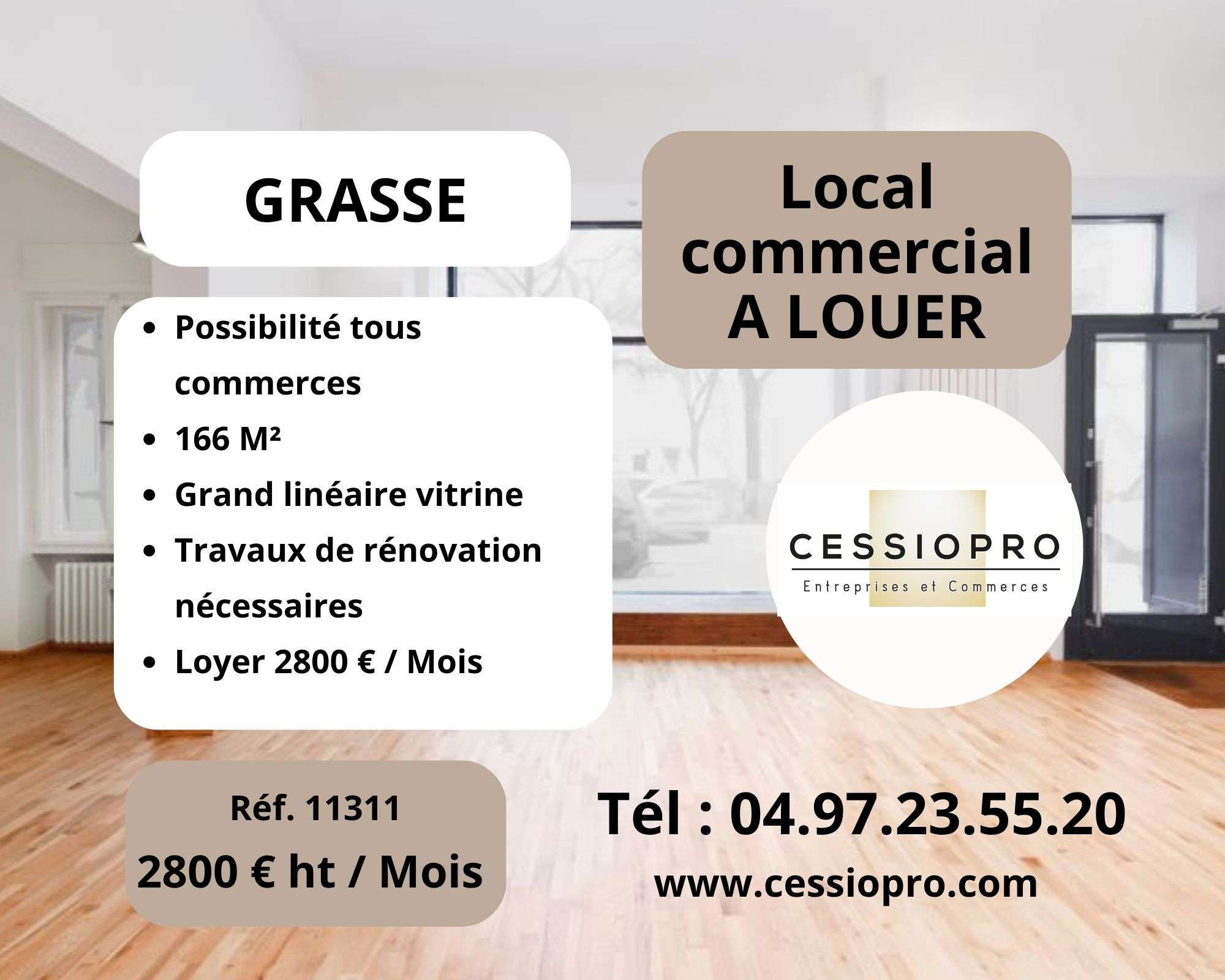 Murs commerciaux 166m² à louer à Grasse 