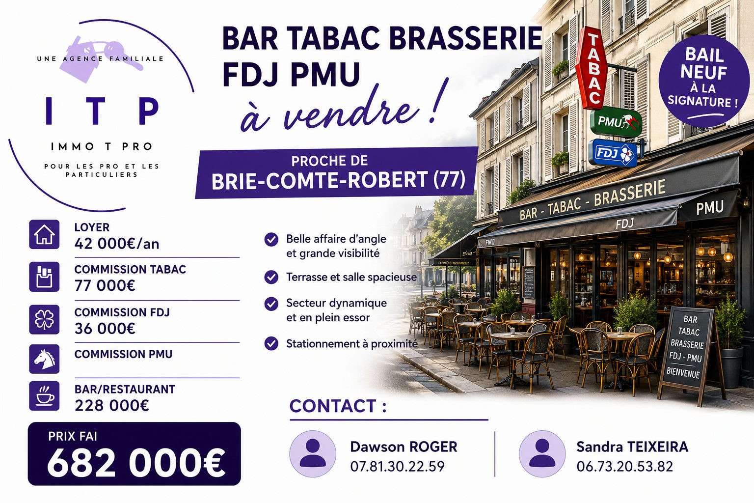 AV beau bar brasserie tabac FDJ PMU belle ville 77