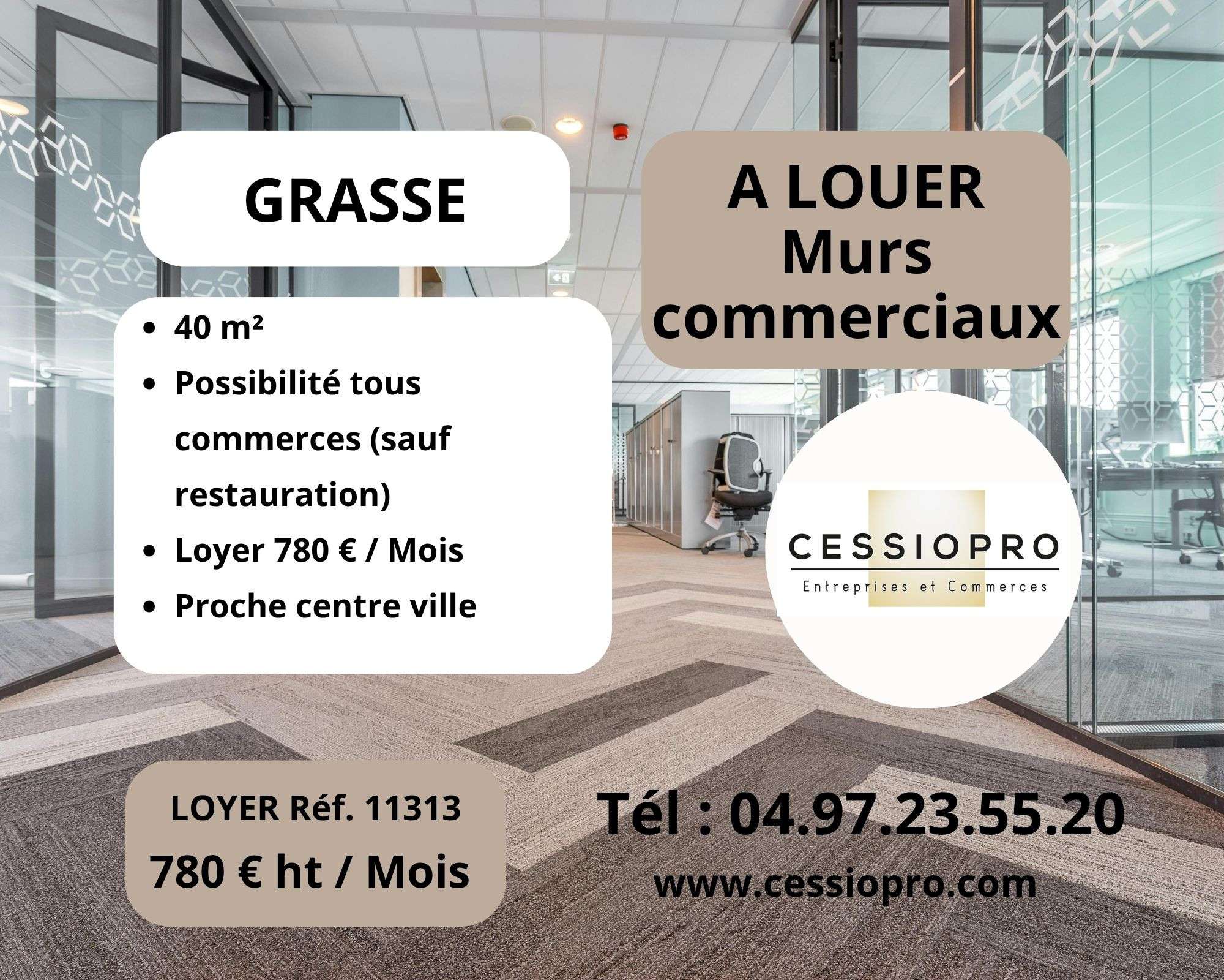 Murs commerciaux 40m² à louer à Grasse 