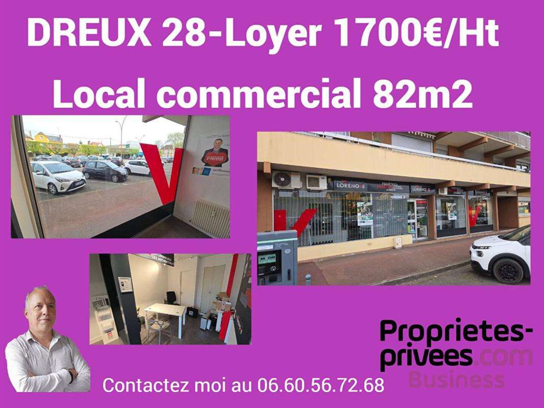 A louer local commercial 82m² à Dreux centre