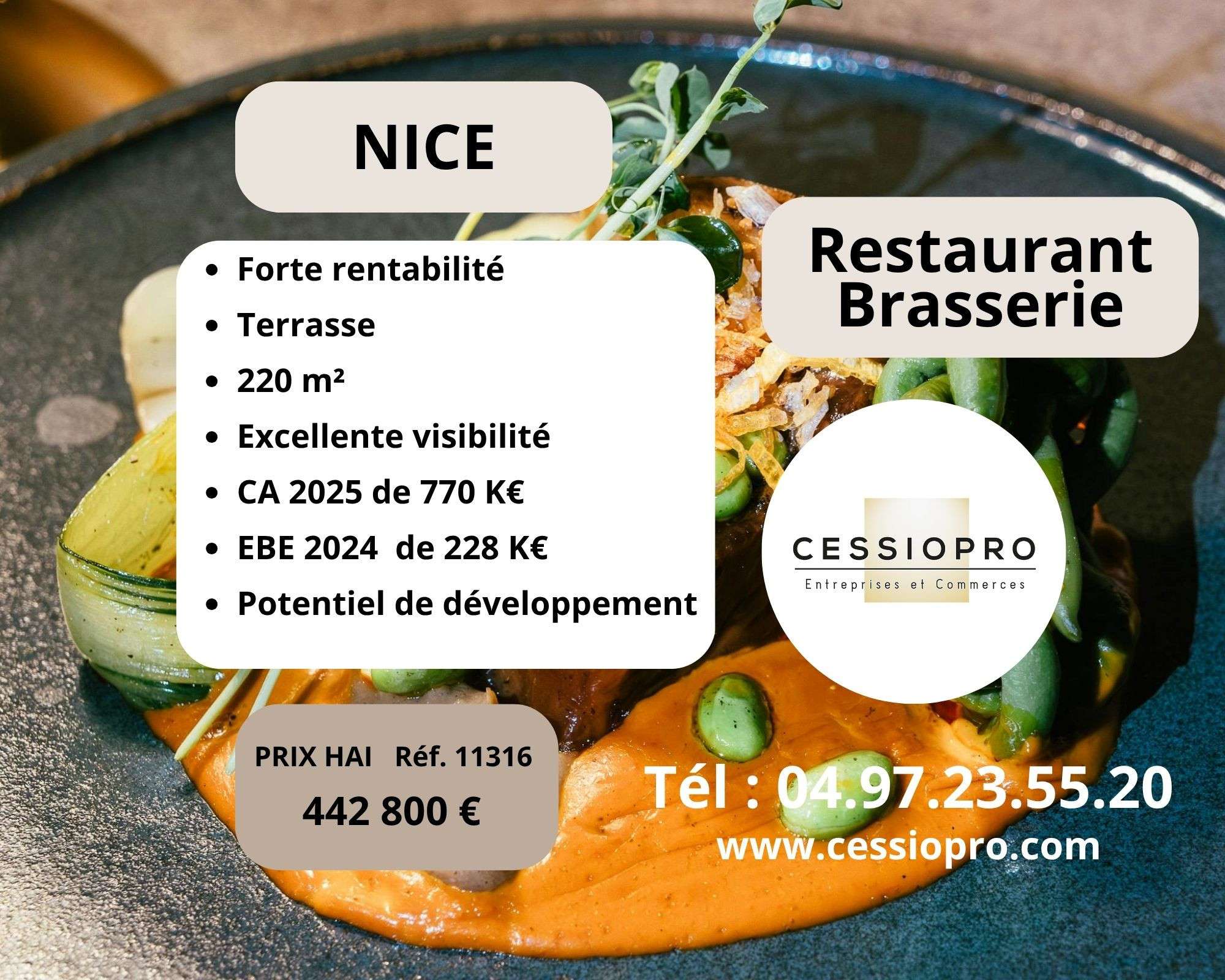 Restaurant brasserie à vendre à Nice centre