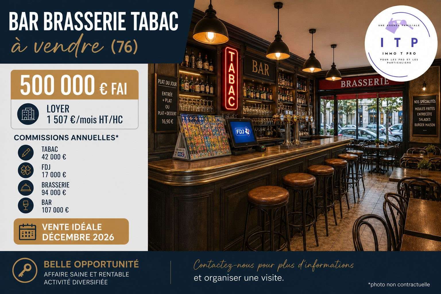 Vente bar tabac FDJ brasserie en péri de Rouen