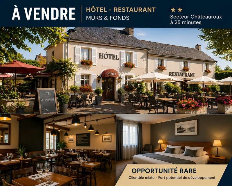 Cède hôtel restaurant 2* murs & fonds Châteauroux
