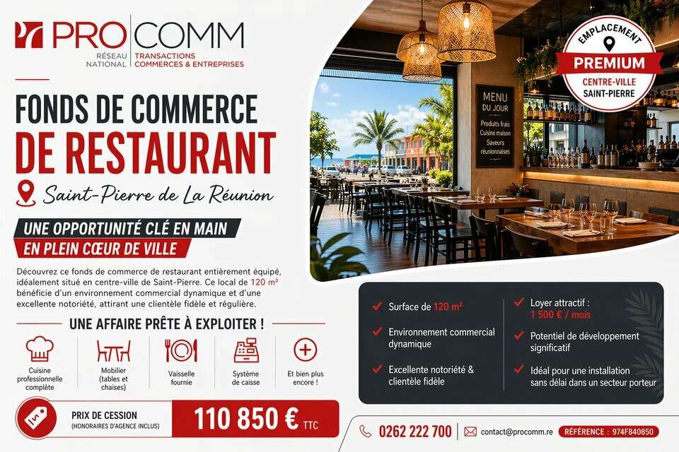 FDC restaurant à vendre à Saint-Pierre centre