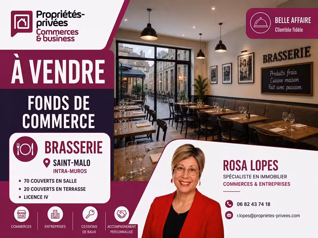 AV bar restaurant 150m² empl premium Saint-Malo