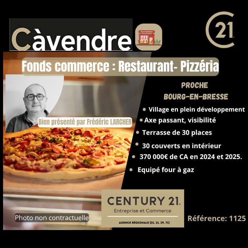 Vente pizzeria restaurant proche Bourg en Bresse