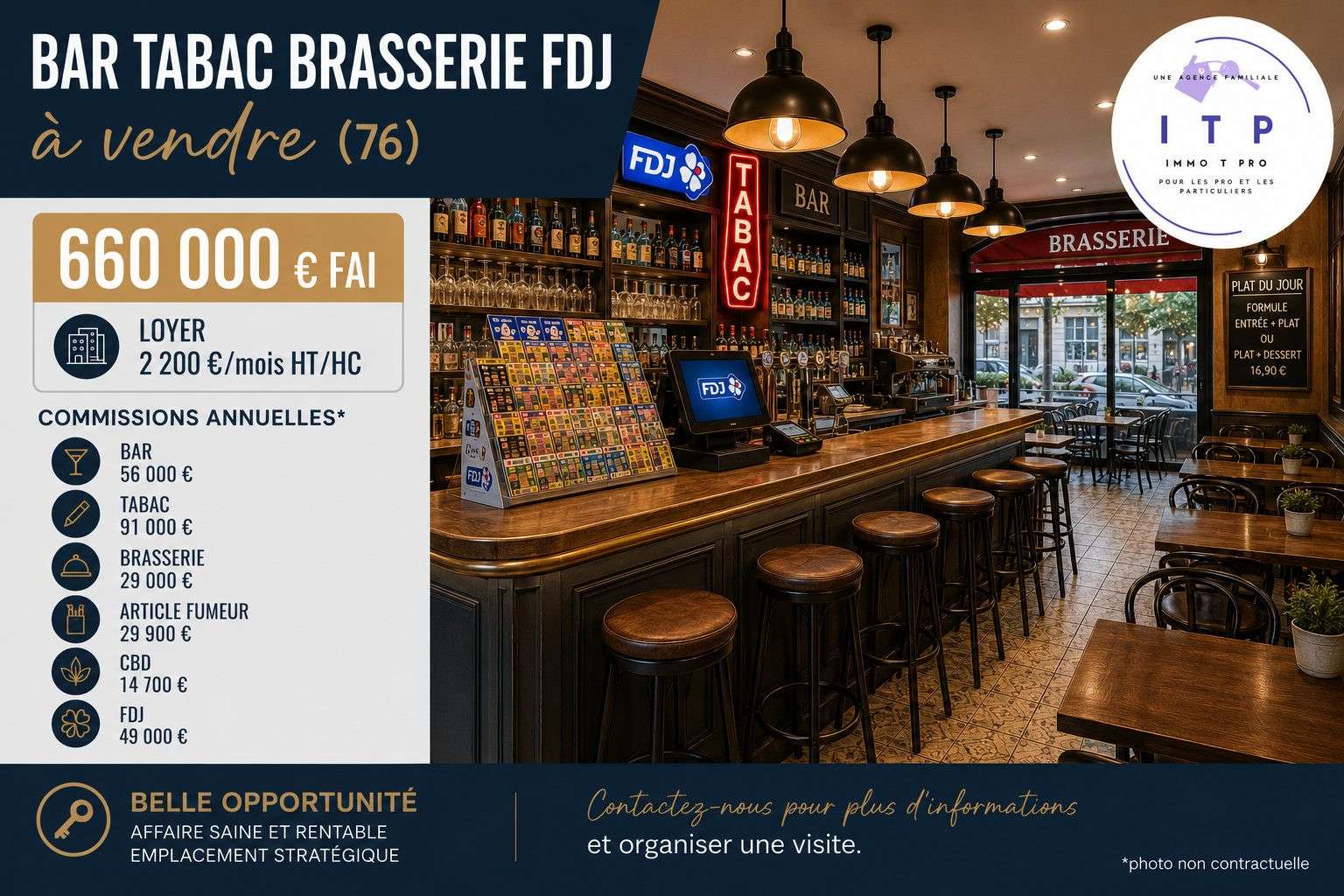 Vente bar tabac brasserie FDJ au Grand Quevilly