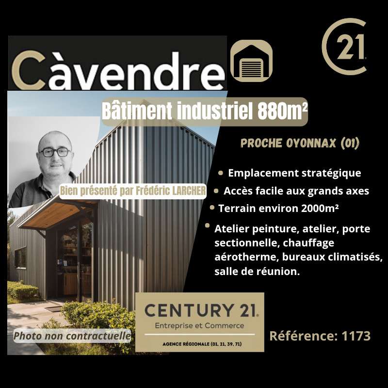Bâtiment industriel  880m²à vendre proche Oyonnax