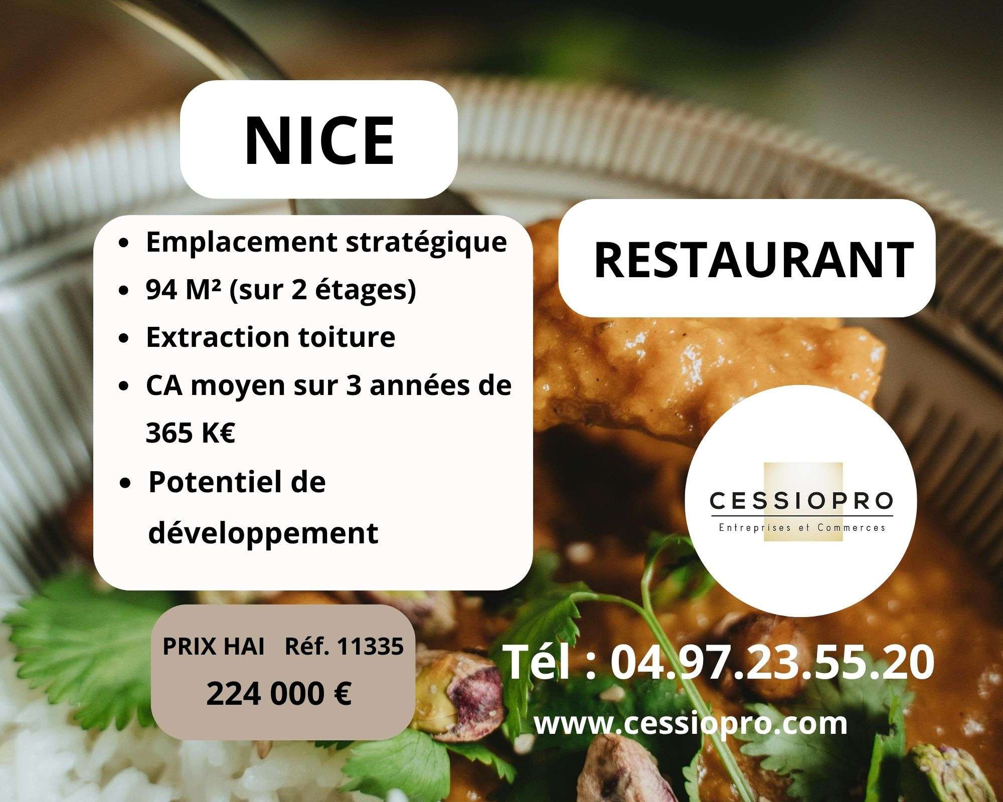 A vendre restaurant 94m² à Nice empl stratégique