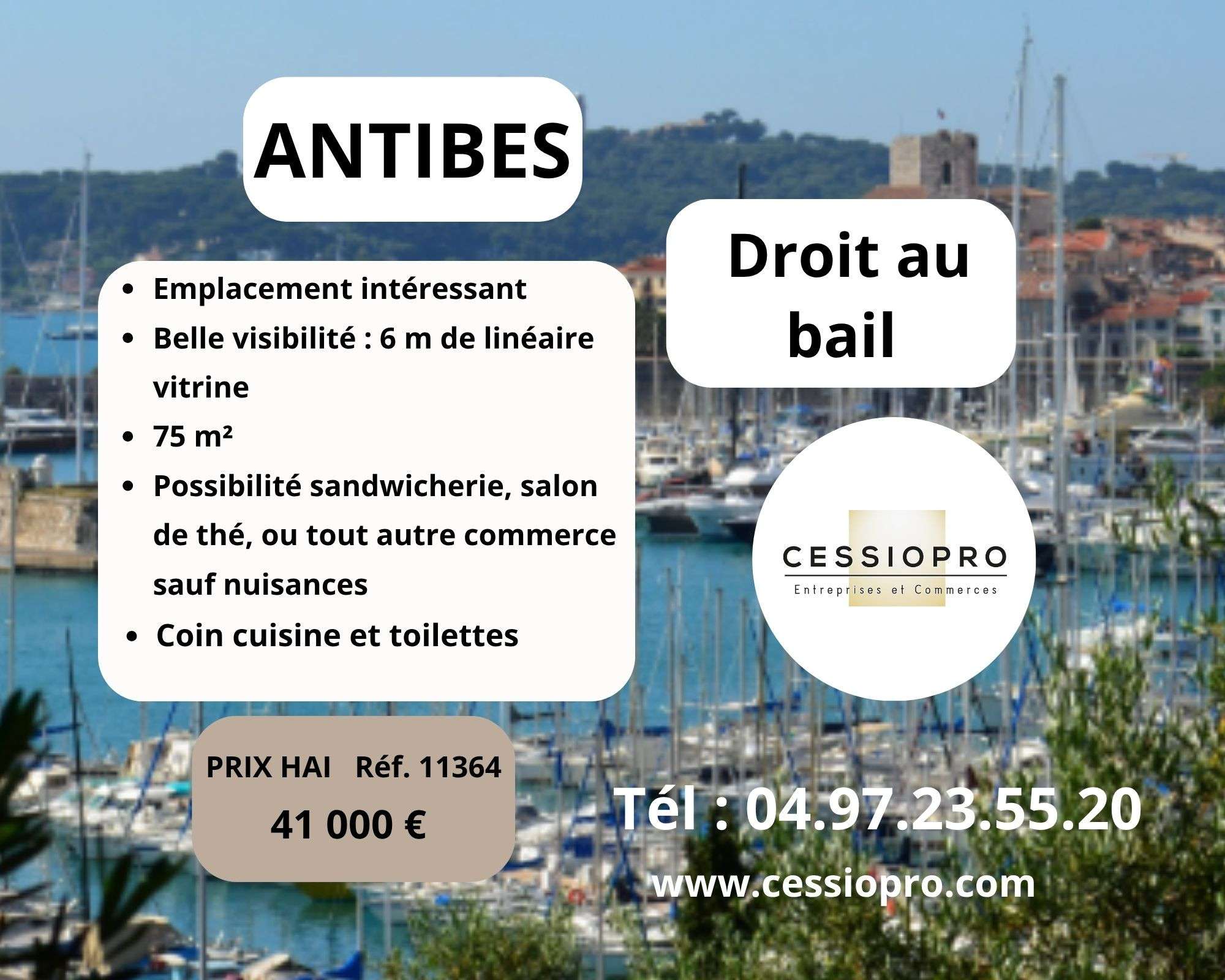 D.A.B, chocolaterie 6 m linéaire vitrine. Antibes