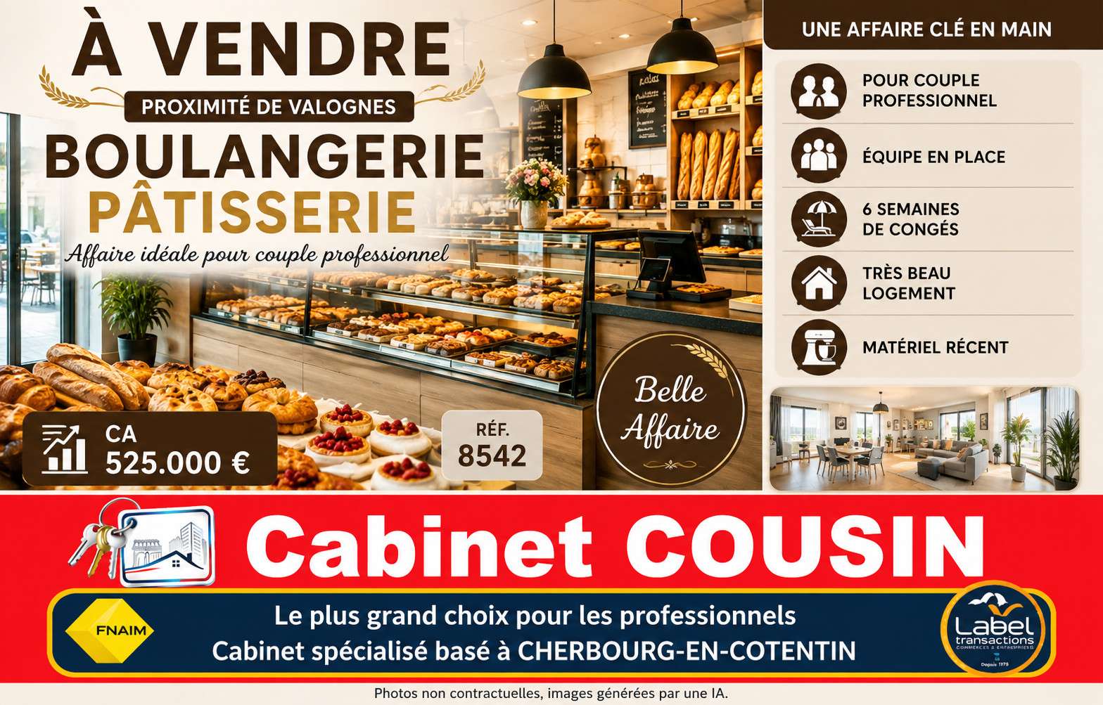 Vente boulangerie pâtisserie proche de Valognes