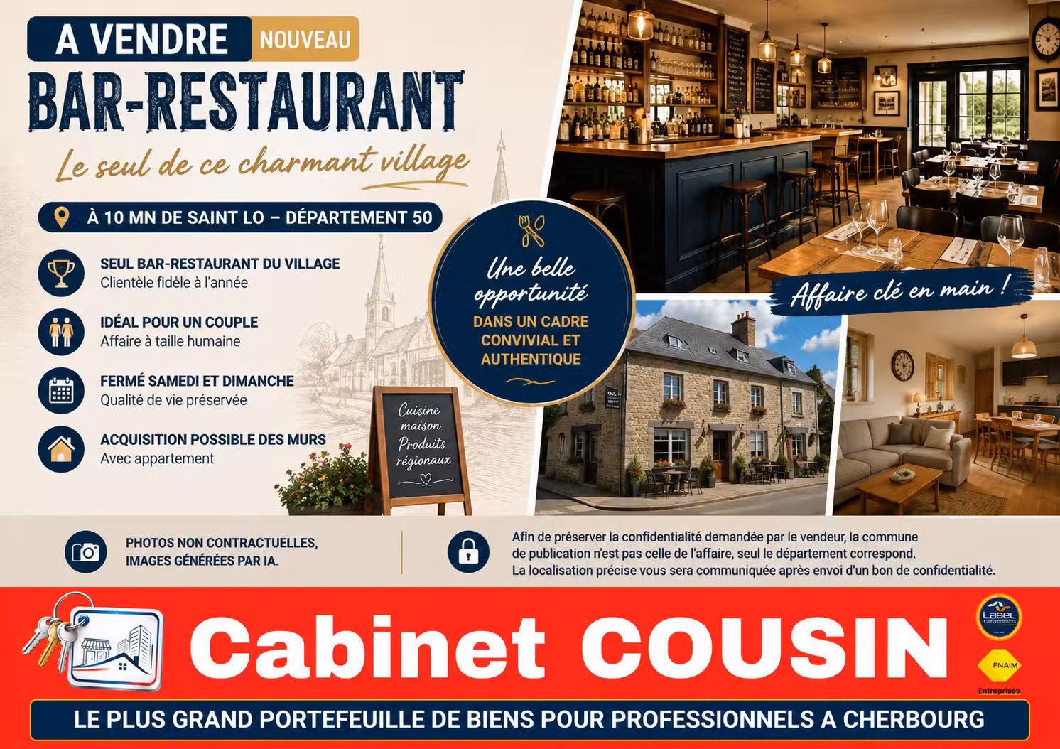 Vente restaurant dans village à 10 mn de Saint Lô