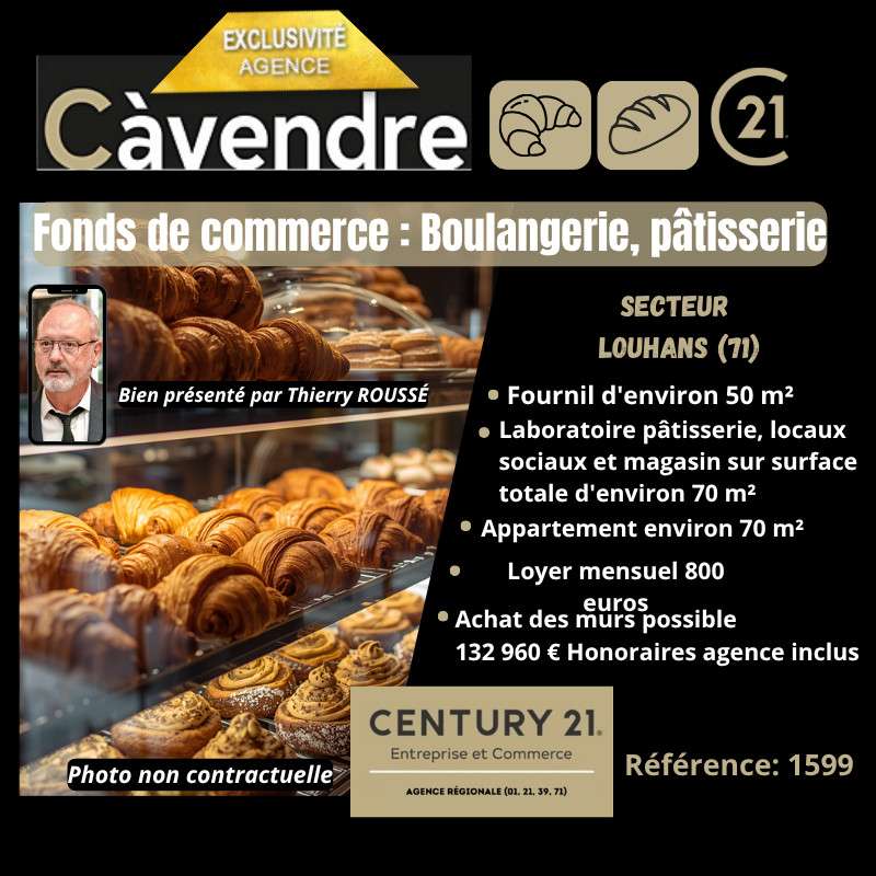 Vente FDC boulangerie pâtisserie secteur Louhans 