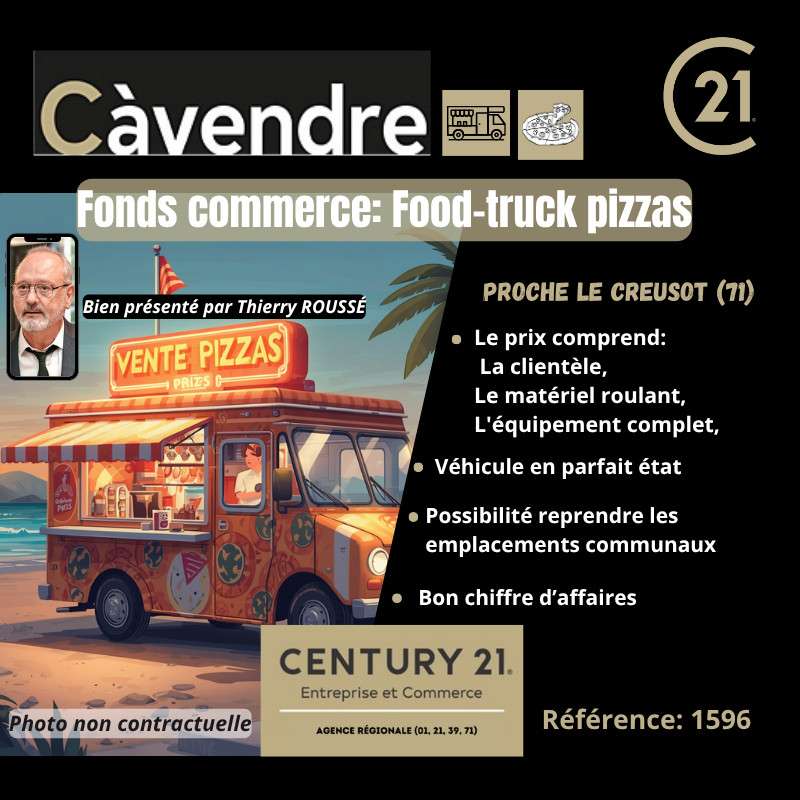 Vente FDC food truck pour vente pizzas Le Creusot