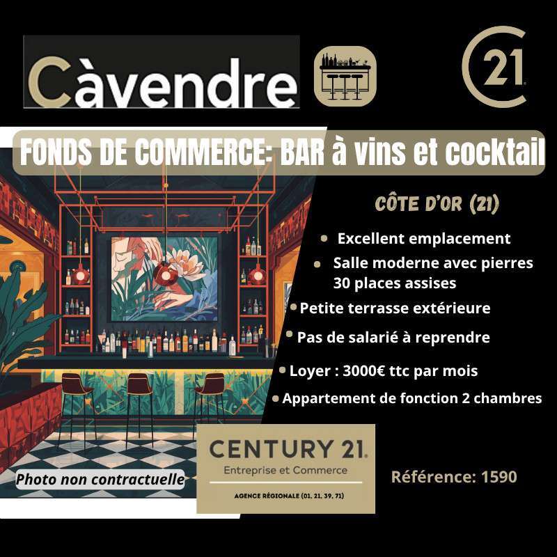 Vente bar à vins cocktails terrasse en Côte d'Or