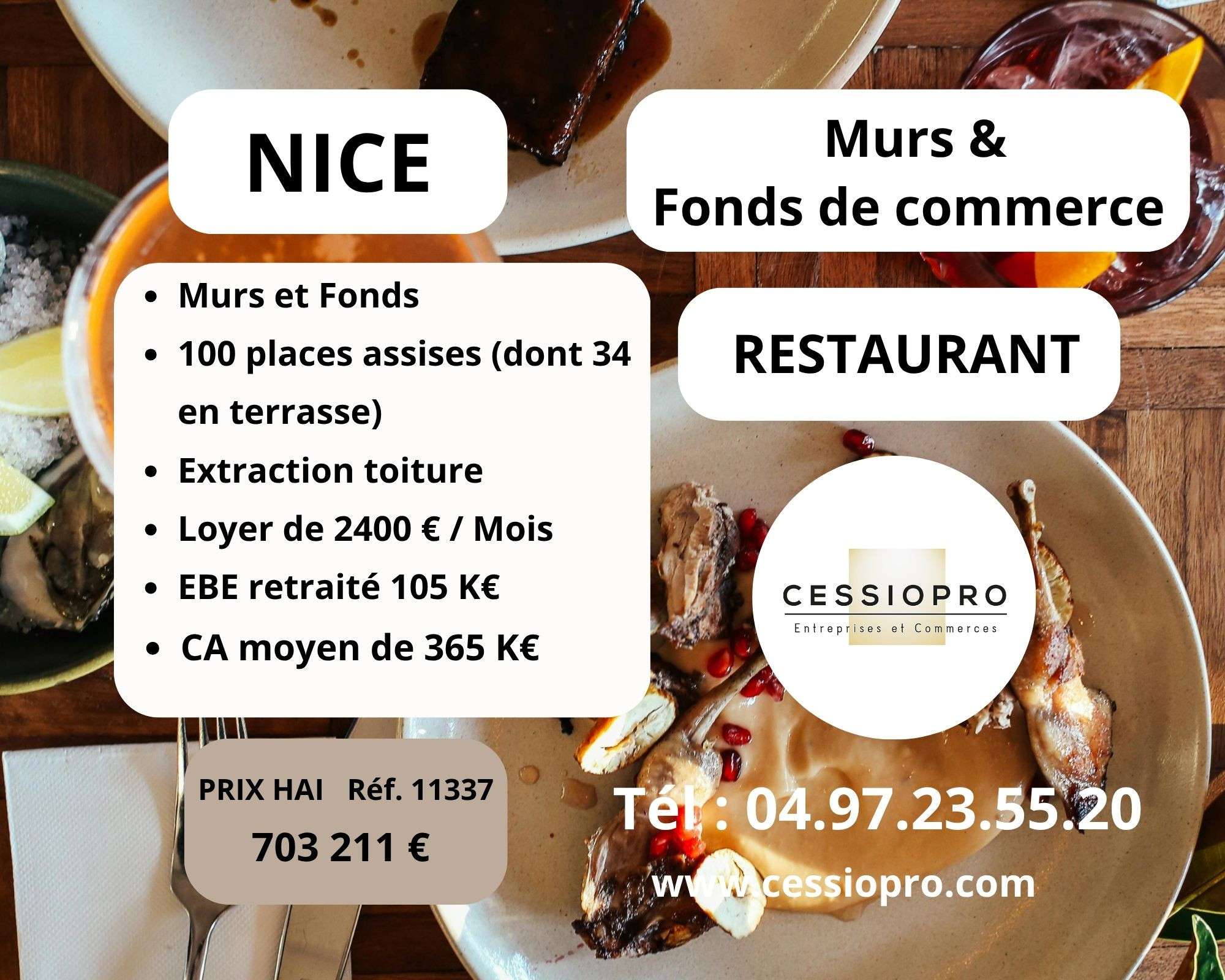 A vendre murs et fonds restaurant dans Vieux Nice
