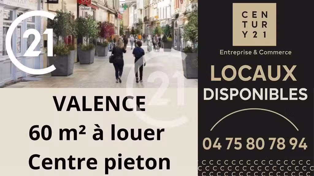 Local commercial 60m² en angle à louer à Valence