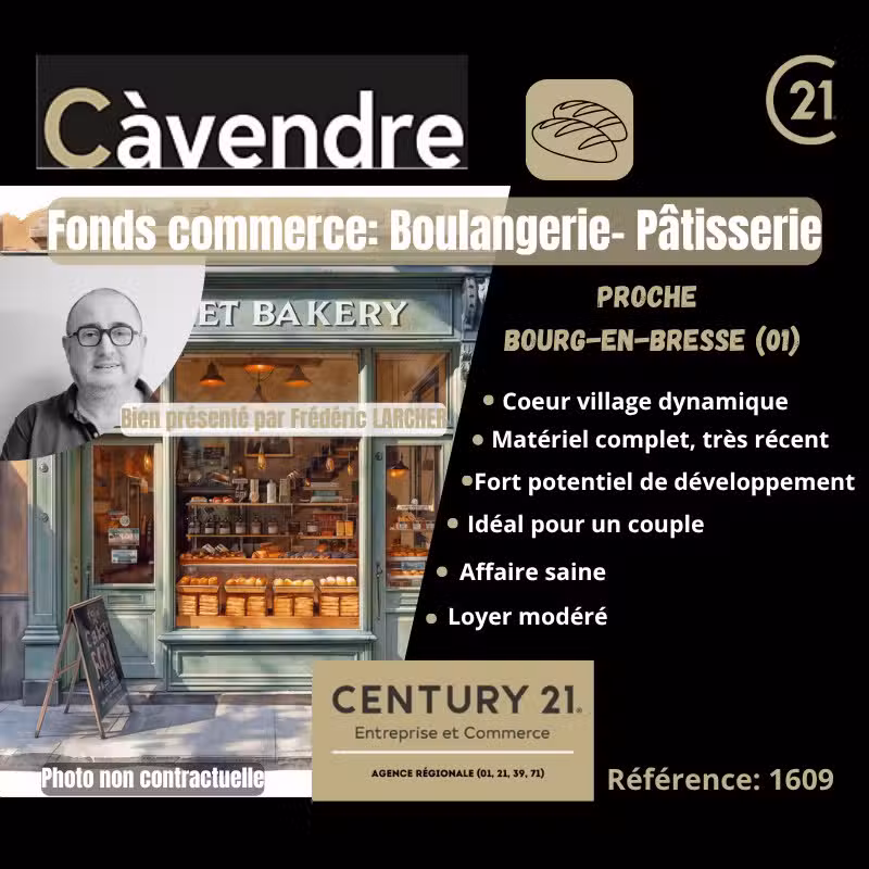 Vente FDC boulangerie pâtisserie proche  Bourg 