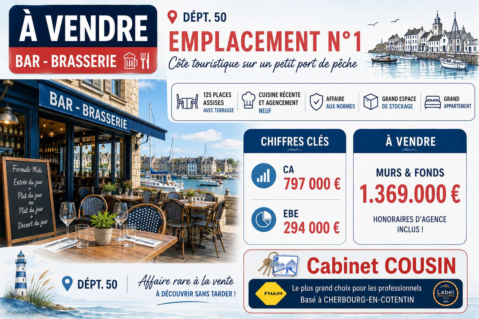 Vente bar brasserie empl N°1 côte touristique 50