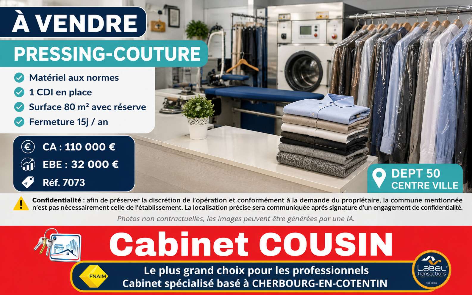 Vente pressing en centre ville de la Manche