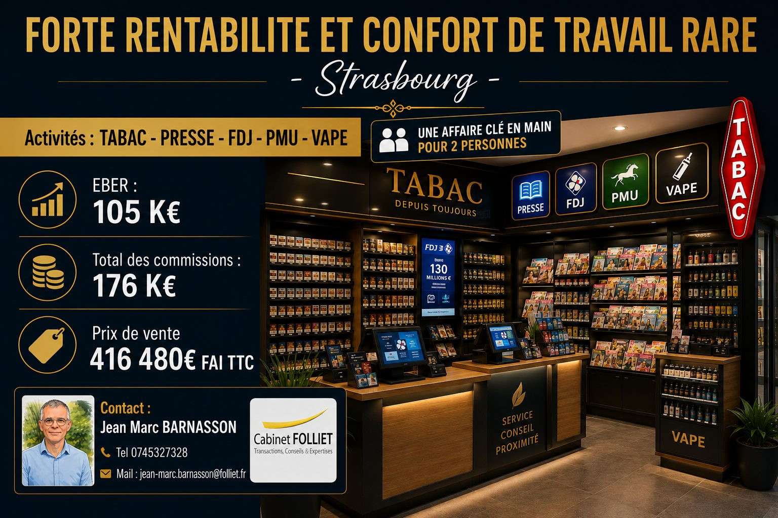 Superbe Tabac Presse FDJ PMU à vendre à Strasbourg