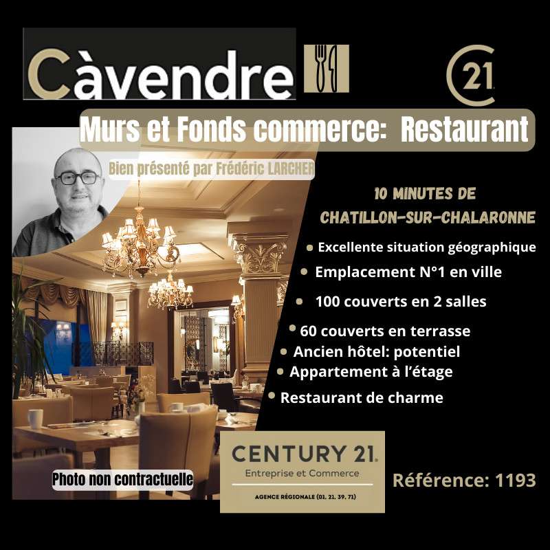 Vente restaurant murs et FDC prox Bourg-en-Bresse