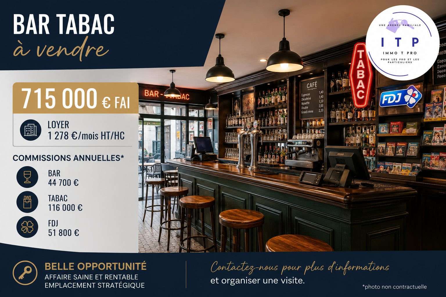 Vente magnifique bar tabac FDJ dans l'Aisne (02)